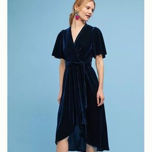 BNWT Anthropologie Donna Morgan size 10 petite velvet faux wrap dress